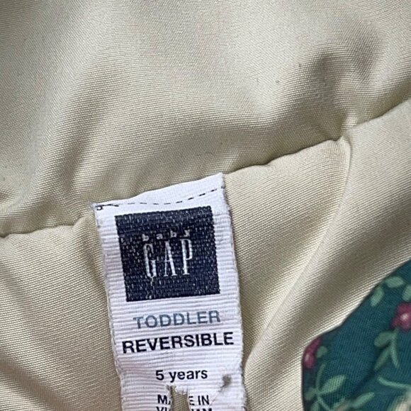 Baby GAP SIZE 5 YEARS Reversible Floral Ditsy/Cream Puffer Vest w Tuckaway Hood - Picture 2 of 6